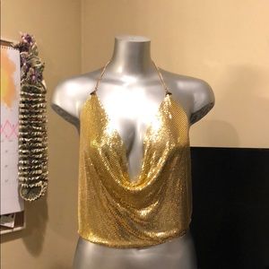 GOLD Chain Halter Top